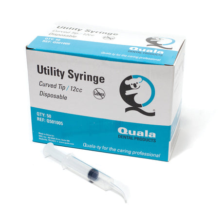 Curved Tip Utility Syringe, Disposable. 12cc. Latex Free, 50/bx, 20 bx/cs Q501005