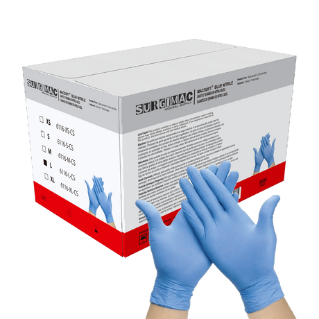 Nitrile Exam Gloves MacSoft by SurgiMac | Blue | Chemo Tested | 300 Count
