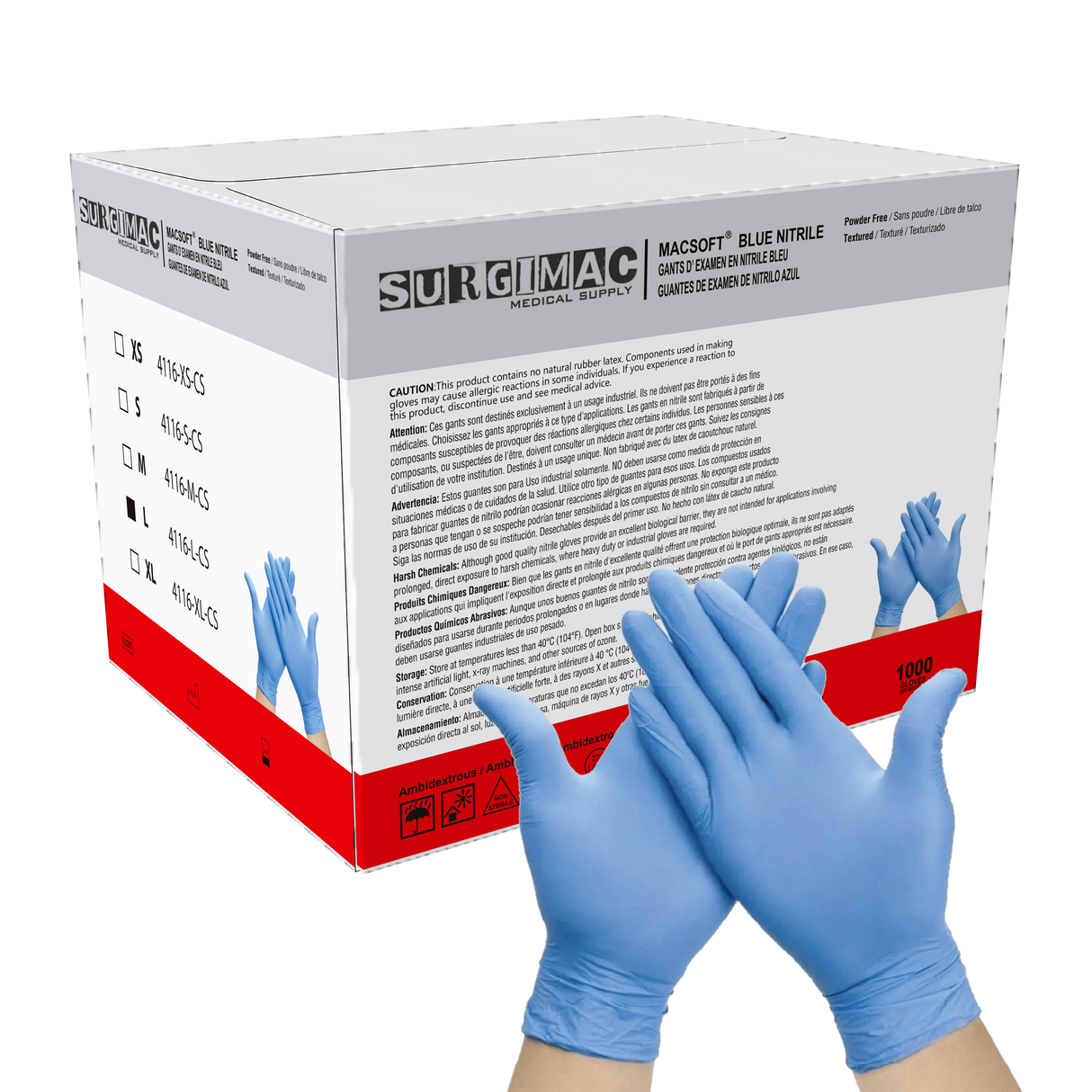 Nitrile Exam Gloves MacSoft by SurgiMac | Blue | Chemo Tested | 100 Count