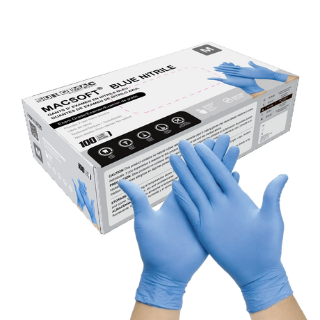 Nitrile Exam Gloves MacSoft by SurgiMac | Blue | Chemo Tested | 100 Count