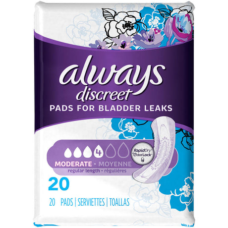 Procter & Gamble | Always Discreet Pads, Regular, for Moderate Incontinence, 20/bx, 3bx/cs | 3700090433