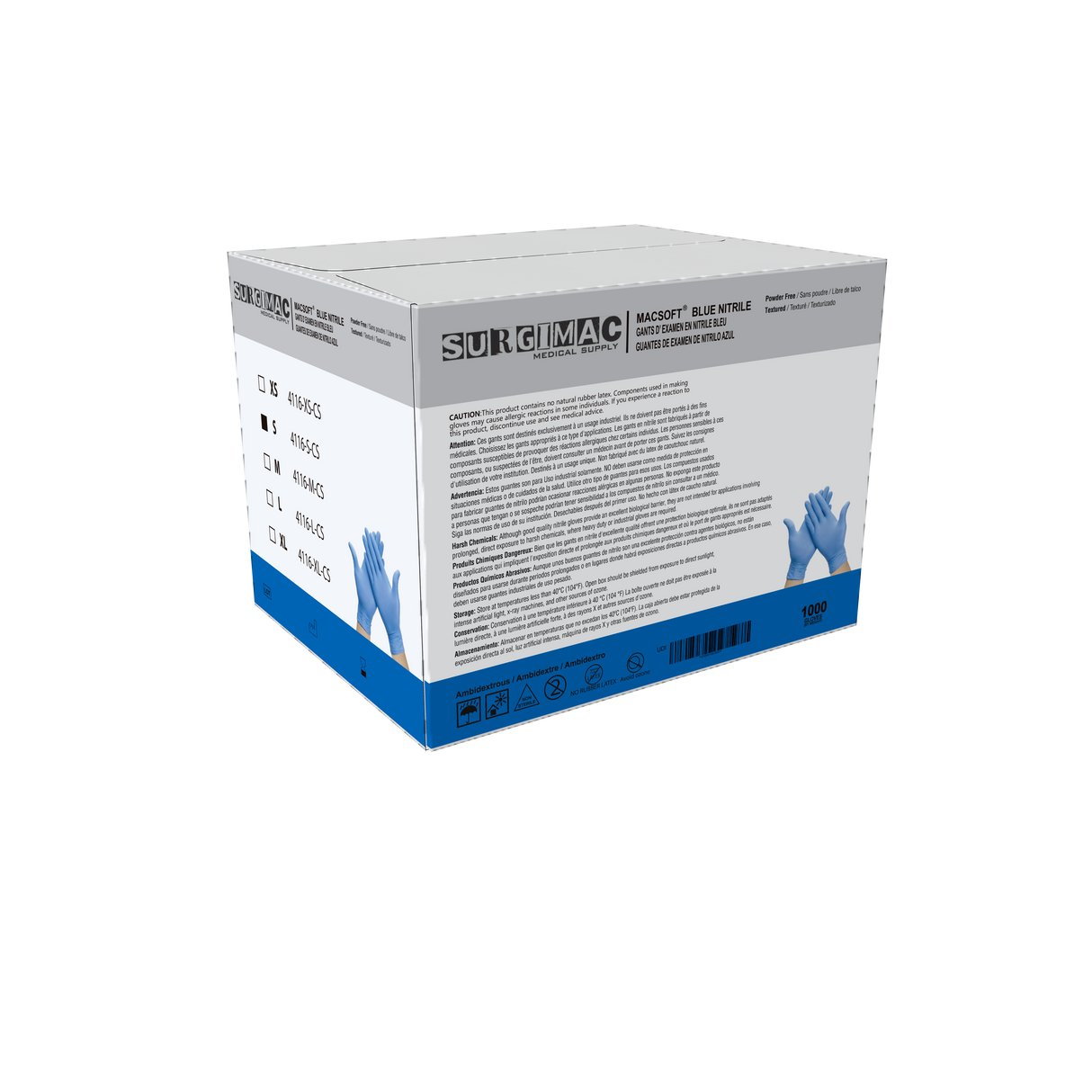 Nitrile Exam Gloves MacSoft by SurgiMac | Blue | Chemo Tested | 100 Count
