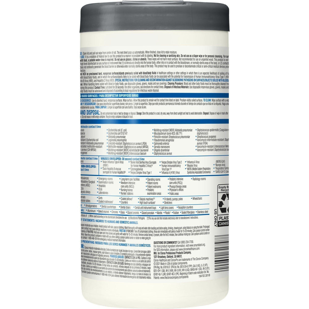 Clorox | Clorox Healthcare VersaSure Surface Disinfectant Cleaner Premoistened Quaternary Based Manual Pull Wipe 150 | 31758