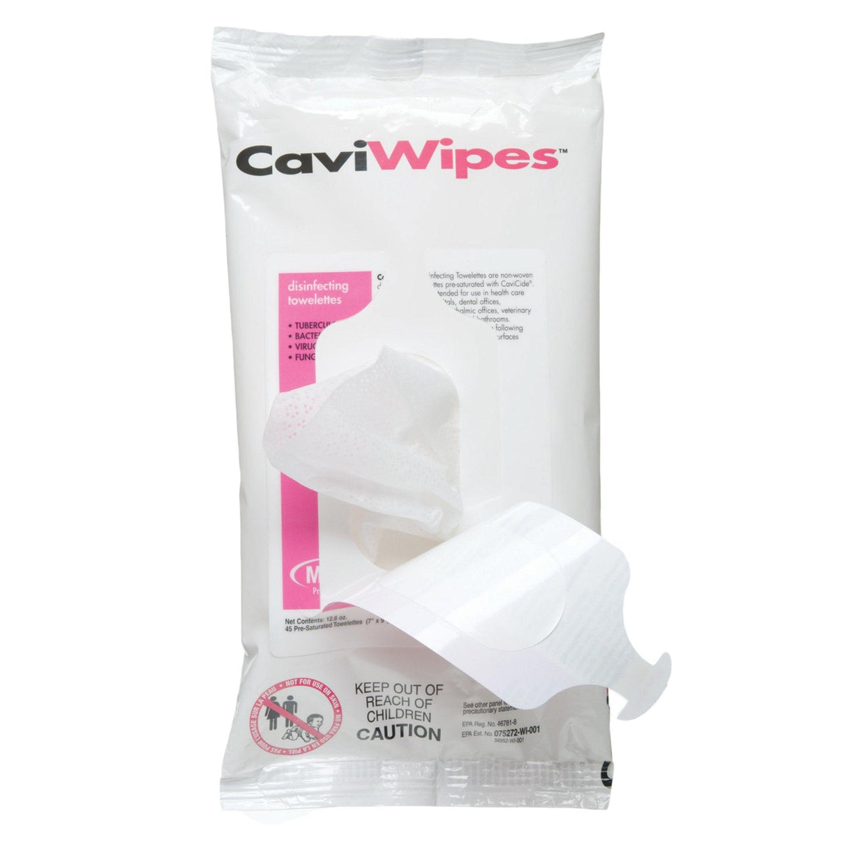 Metrex | Metrex CaviWipe Surface Disinfectant Premoistened Alcohol Based Manual Pull Wipes 45 Count Soft Pack | 13-1224-1