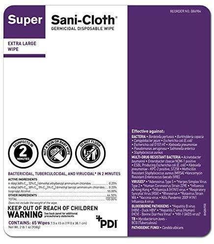 PDI | PDI Super Sani-Cloth Extra-Large Wipes (8" x 14"), P86984 (75 Count) | P86984-1