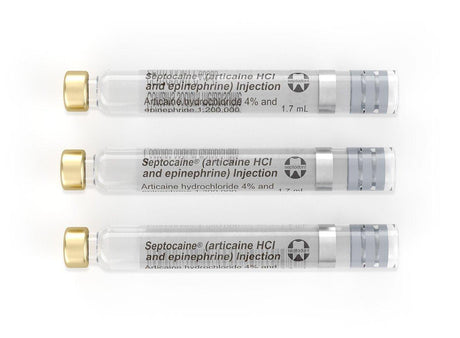 Septodont Septocaine Articaine HCl 4% with Epinephrine 1:200,000 Cartridges - 1.7 mL 01A1200-1