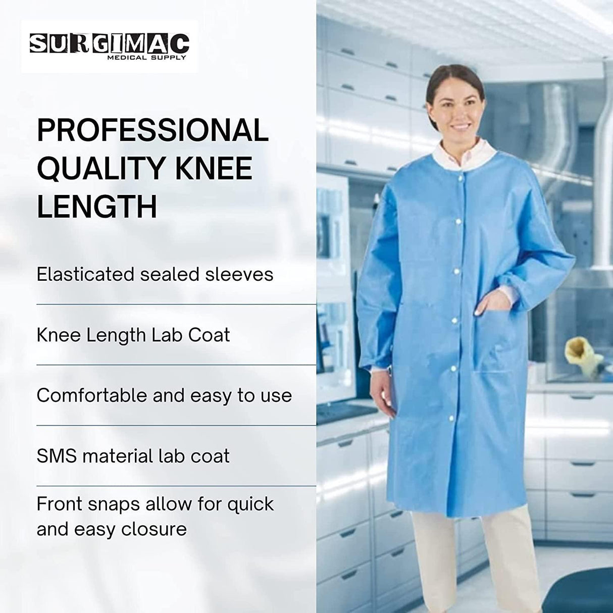 SurgiMac | SMS Disposable Lab Coats MacSafe by SurgiMac | Knee Length. 10/Pack | 10-1501