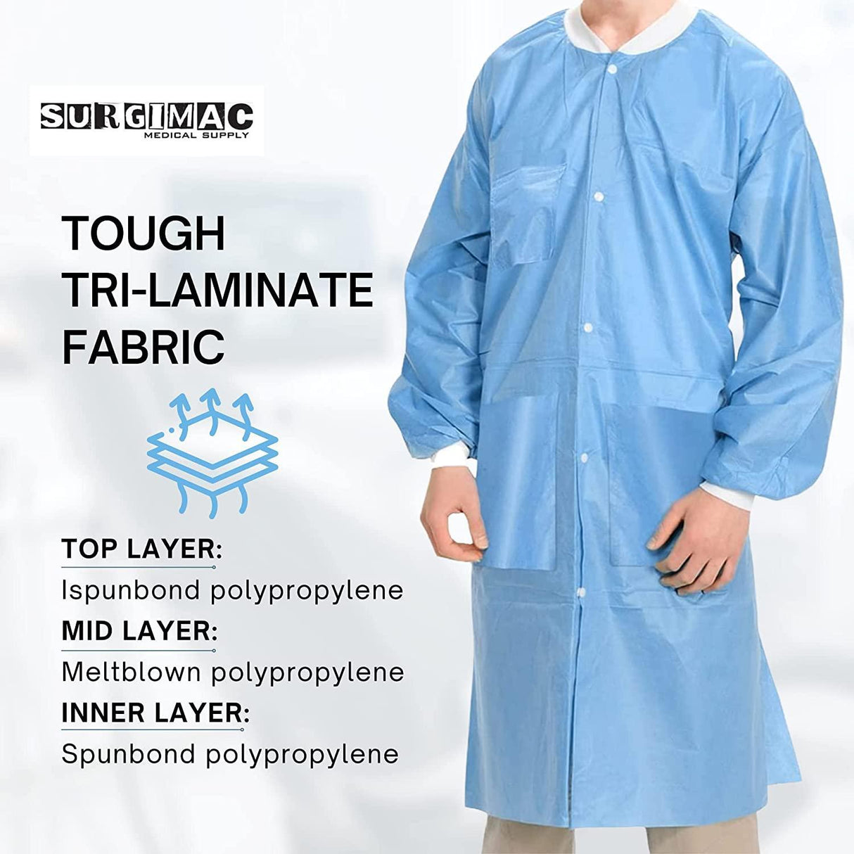 SurgiMac | SMS Disposable Lab Coats MacSafe by SurgiMac | Knee Length. 10/Pack | 10-1501