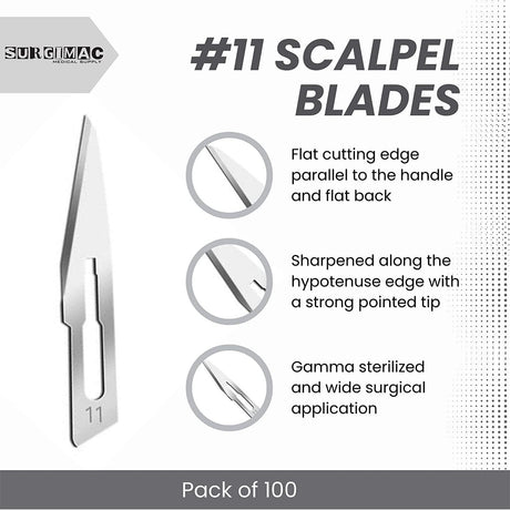SurgiMac | SurgiMac #10 Sterile Stainless Steel Surgical Scalpel Blade, ProCut, Box of 100 | 10-1211-P