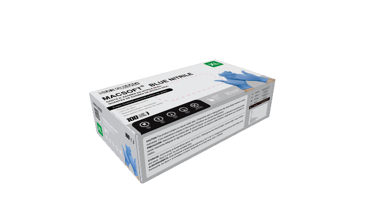 Nitrile Exam Gloves MacSoft by SurgiMac | Blue | Chemo Tested | 100 Count