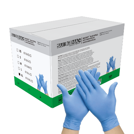 Nitrile Exam Gloves MacSoft by SurgiMac | Blue | Chemo Tested | 300 Count